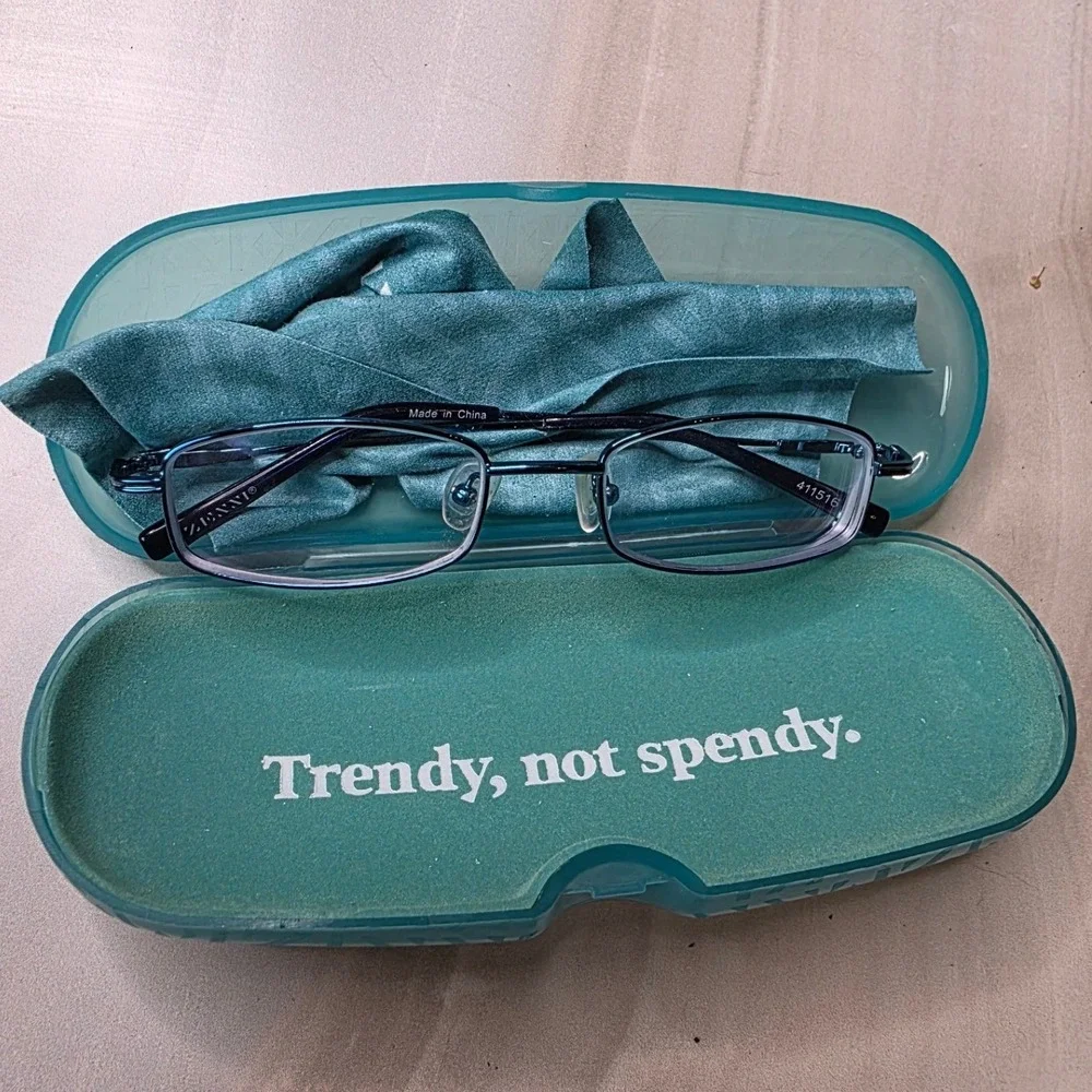 Zenni Optical 411516 Blue Rectangular Frames Only Full‎ Rim Frame with Case D1